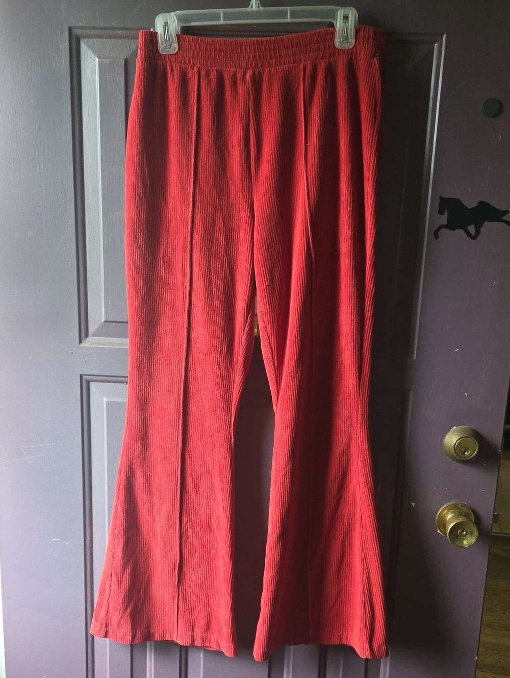 Aerie Red Corduroy Flared Pants Womens Size Medium Comfy And Cute!